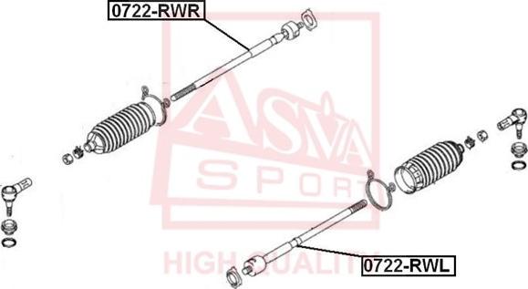 ASVA 0722-RWL - Аксиален шарнирен накрайник, напречна кормилна щанга vvparts.bg