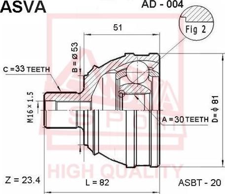 ASVA AD-004 - Каре комплект, полуоска vvparts.bg