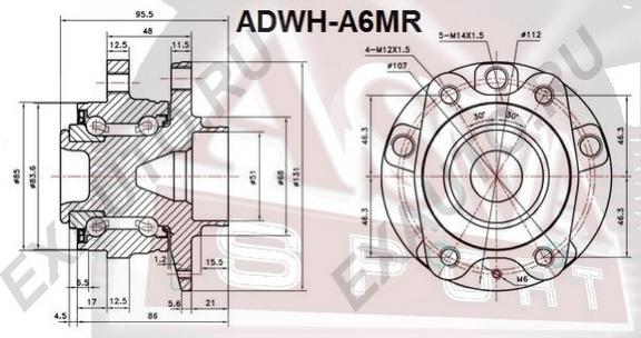 ASVA ADWH-A6MR - Главина на колелото vvparts.bg