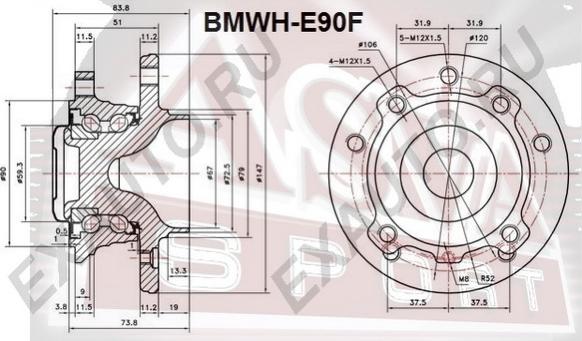 ASVA BMWH-E90F - Главина на колелото vvparts.bg