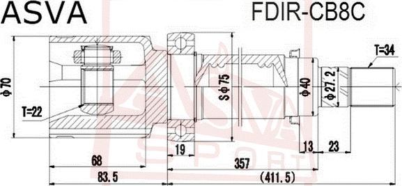 ASVA FDIR-CB8C - Каре комплект, полуоска vvparts.bg