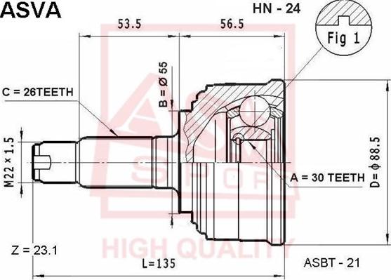 ASVA HN-24 - Каре комплект, полуоска vvparts.bg