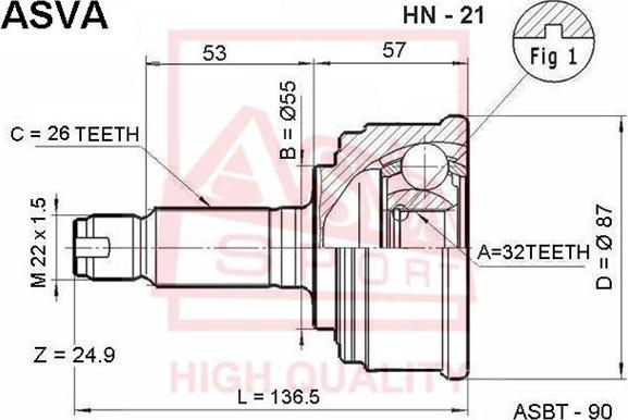 ASVA HN-21 - Каре комплект, полуоска vvparts.bg