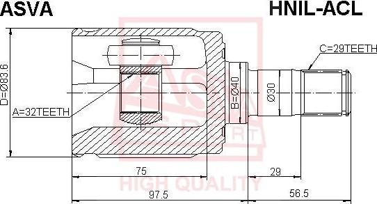 ASVA HNIL-ACL - Каре комплект, полуоска vvparts.bg