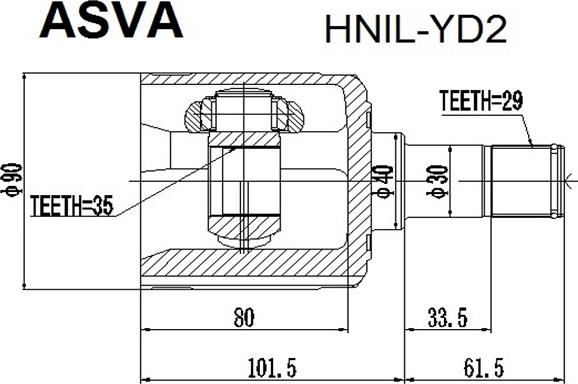 ASVA HNIL-YD2 - Каре комплект, полуоска vvparts.bg