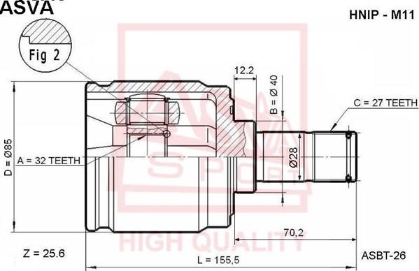 ASVA HNIP-M11 - Каре комплект, полуоска vvparts.bg