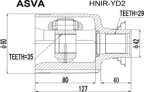 ASVA HNIR-YD2 - Каре комплект, полуоска vvparts.bg