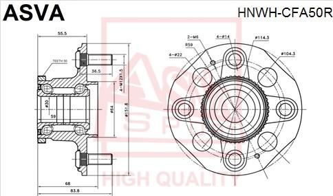 ASVA HNWH-CFA50R - Главина на колелото vvparts.bg