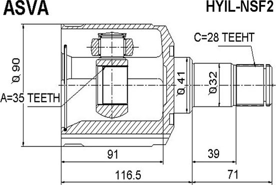 ASVA HYIL-NSF2 - Каре комплект, полуоска vvparts.bg