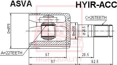 ASVA HYIR-ACC - Каре комплект, полуоска vvparts.bg