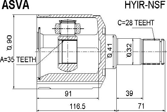 ASVA HYIR-NSF - Каре комплект, полуоска vvparts.bg