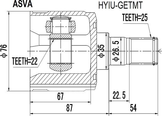 ASVA HYIU-GETMT - Каре комплект, полуоска vvparts.bg