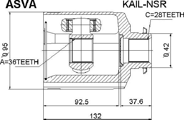 ASVA KAIL-NSR - Каре комплект, полуоска vvparts.bg