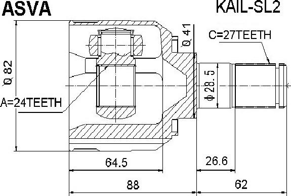 ASVA KAIL-SL2 - Каре комплект, полуоска vvparts.bg