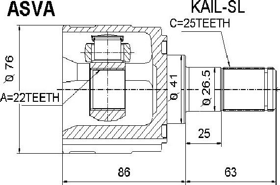 ASVA KAIL-SL - Каре комплект, полуоска vvparts.bg