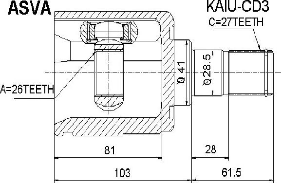 ASVA KAIU-CD3 - Каре комплект, полуоска vvparts.bg