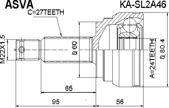 ASVA KA-SL2A46 - Каре комплект, полуоска vvparts.bg