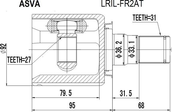 ASVA LRIL-FR2AT - Каре комплект, полуоска vvparts.bg