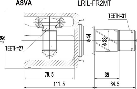 ASVA LRIL-FR2MT - Каре комплект, полуоска vvparts.bg