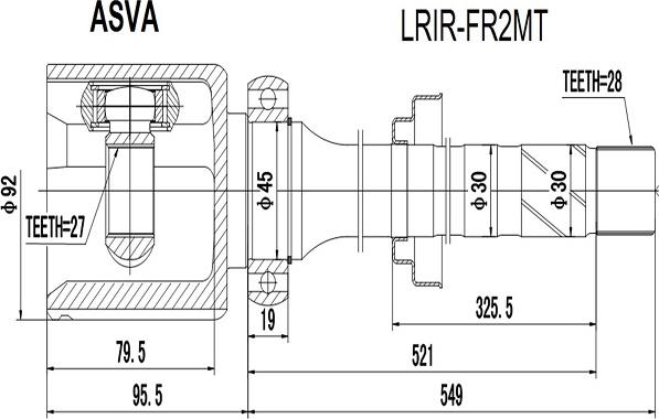 ASVA LRIR-FR2MT - Каре комплект, полуоска vvparts.bg