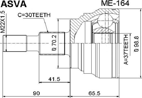 ASVA ME-164 - Каре комплект, полуоска vvparts.bg