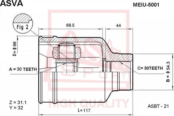 ASVA MEIU-5001 - Каре комплект, полуоска vvparts.bg