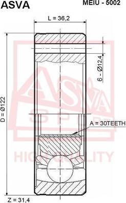 ASVA MEIU-5002 - Каре комплект, полуоска vvparts.bg