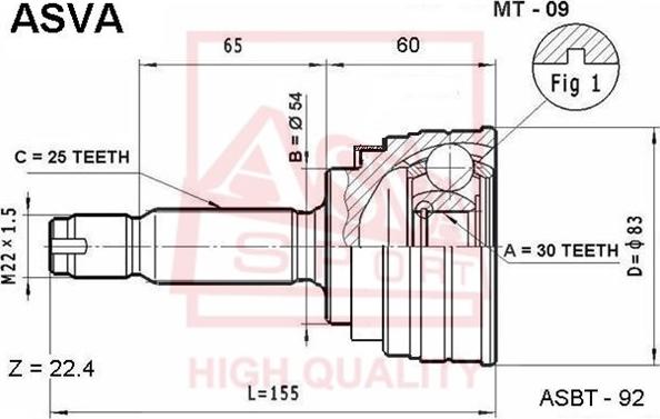 ASVA MT-09 - Каре комплект, полуоска vvparts.bg