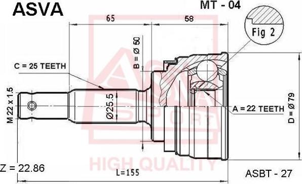 ASVA MT-04 - Каре комплект, полуоска vvparts.bg