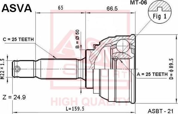 ASVA MT-06 - Каре комплект, полуоска vvparts.bg