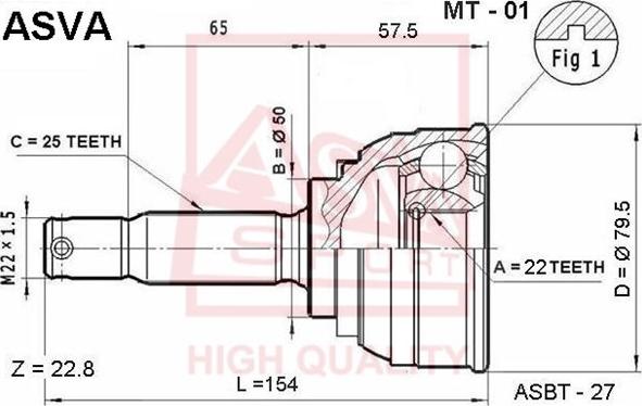 ASVA MT-01 - Каре комплект, полуоска vvparts.bg