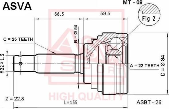 ASVA MT-08 - Каре комплект, полуоска vvparts.bg