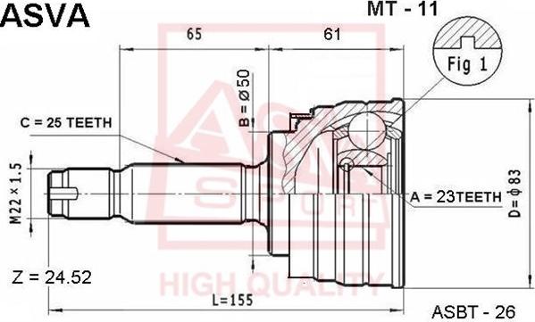 ASVA MT-11 - Каре комплект, полуоска vvparts.bg