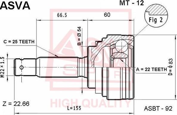 ASVA MT-12 - Каре комплект, полуоска vvparts.bg