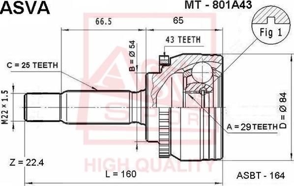 ASVA MT-801A43 - Каре комплект, полуоска vvparts.bg