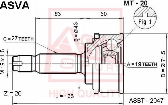 ASVA MT-20 - Каре комплект, полуоска vvparts.bg