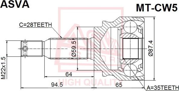 ASVA MT-CW5 - Каре комплект, полуоска vvparts.bg