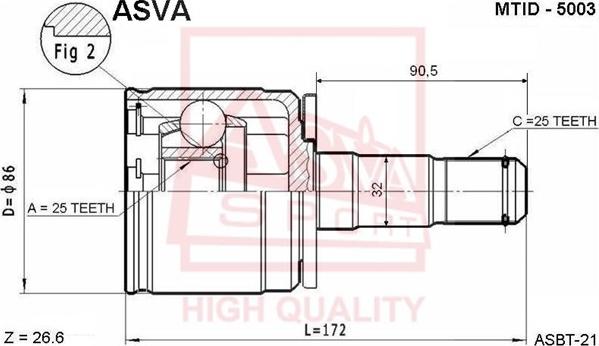 ASVA MTID-5003 - Каре комплект, полуоска vvparts.bg