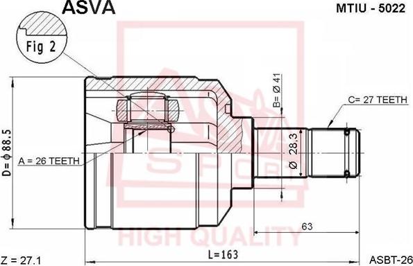 ASVA MTIU-5022 - Каре комплект, полуоска vvparts.bg