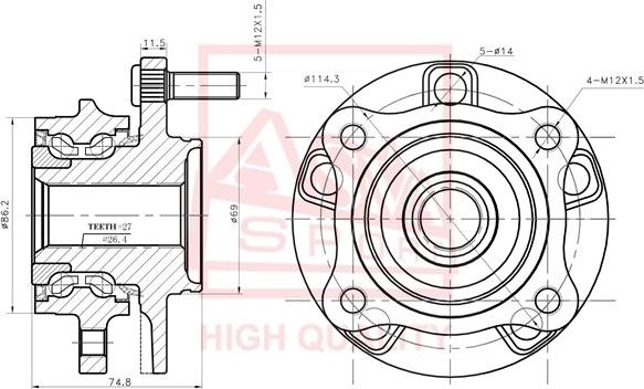 ASVA MTWH-CT9AF - Главина на колелото vvparts.bg