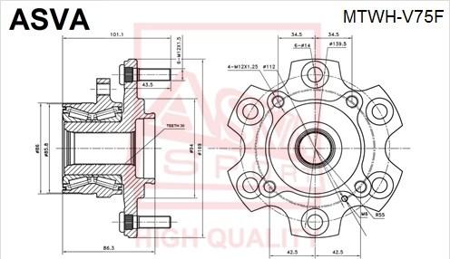 ASVA MTWH-V75F - Главина на колелото vvparts.bg