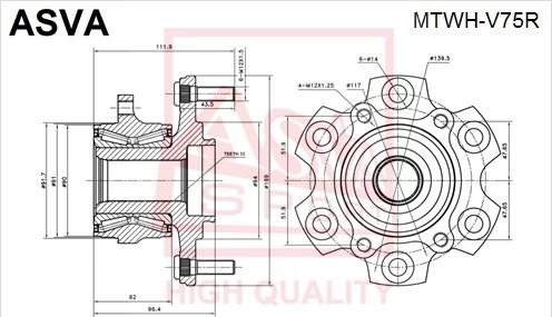 ASVA MTWH-V75R - Главина на колелото vvparts.bg