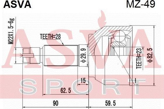 ASVA MZ-49 - Каре комплект, полуоска vvparts.bg