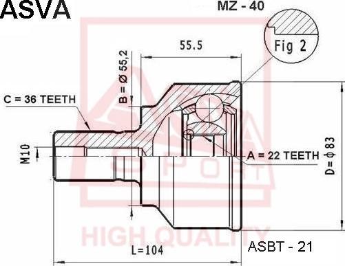 ASVA MZ-40 - Каре комплект, полуоска vvparts.bg