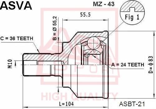 ASVA MZ-43 - Каре комплект, полуоска vvparts.bg