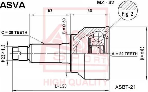 ASVA MZ-42 - Каре комплект, полуоска vvparts.bg