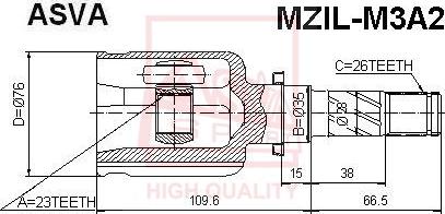 ASVA MZIL-M3A2 - Каре комплект, полуоска vvparts.bg