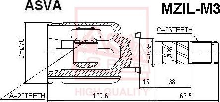 ASVA MZIL-M3 - Каре комплект, полуоска vvparts.bg