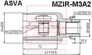 ASVA MZIR-M3A2 - Каре комплект, полуоска vvparts.bg