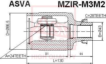 ASVA MZIR-M3M2 - Каре комплект, полуоска vvparts.bg